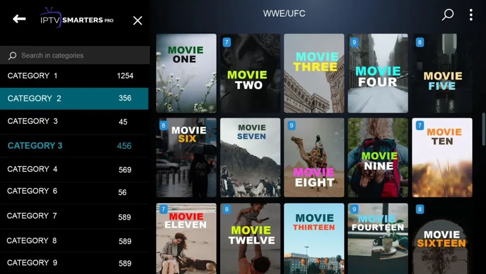 Film category in an IPTV player
